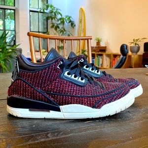 Vogue x Air Jordan III AWOK in red. Size 9.5W.
